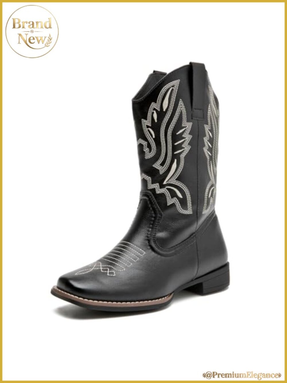 Women's Western Cowgirl Boots Mid Calf Low Chunky Block Heel Boots Country